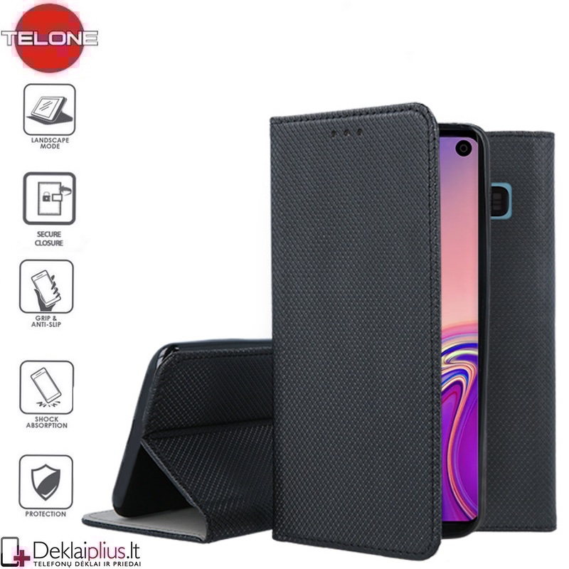 Telone smart magnet serijos atverčiamas dėklas - juodas (Samsung S10) Telone smart magnet serijos atverčiamas dėklas - juodas (Samsung S10)